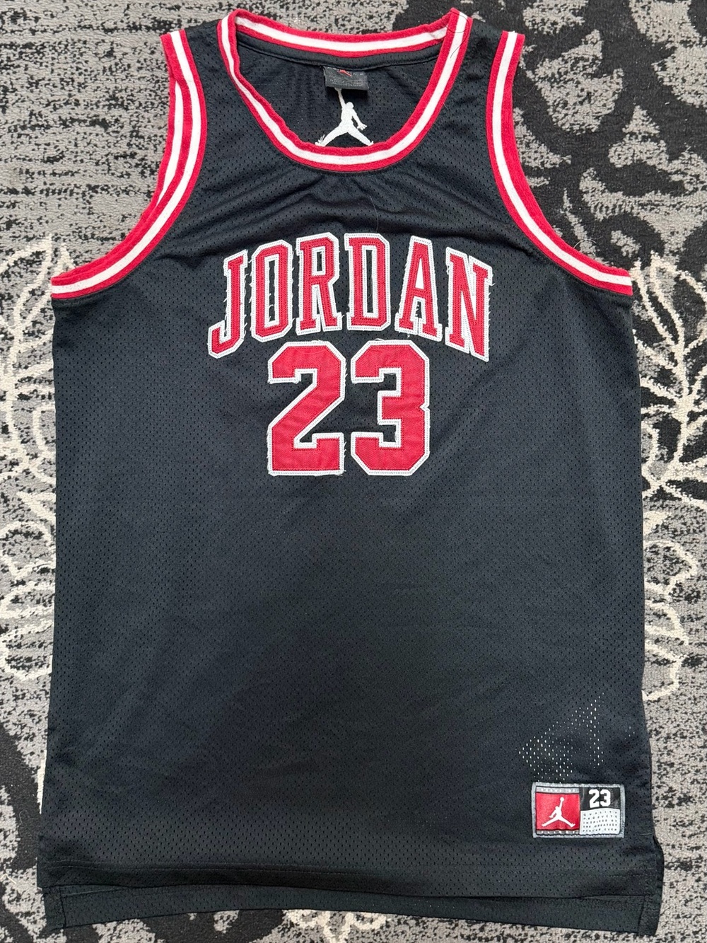 Jordan Black & Red Mesh Basketball Jersey for Kids